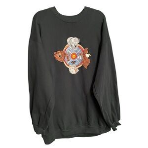 Vintage Lake Matley Hunter Green Animal Embroidered Sweatshirt Size 2XL